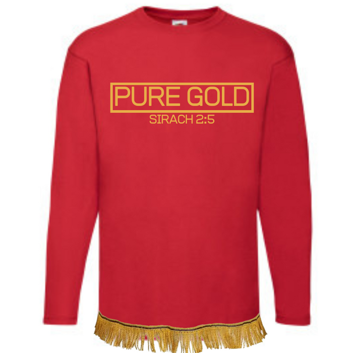 PURE GOLD Long Sleeve Fringed T-Shirt
