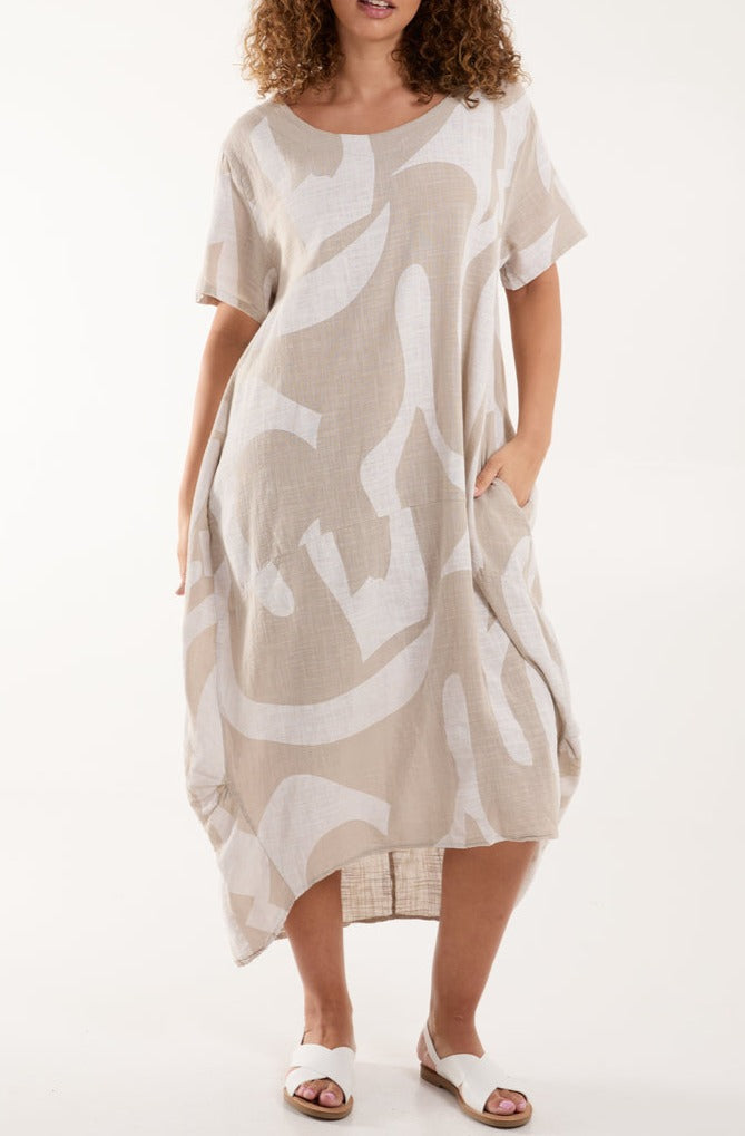 Pure Cotton Cocoon Midi Dress with Pockets