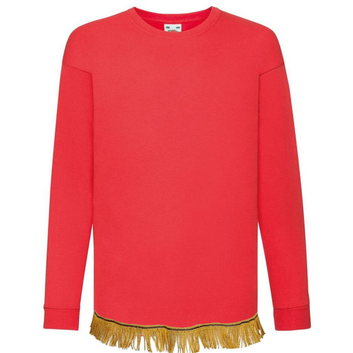 Children's Plain Long Sleeve T-Shirt with Fringes