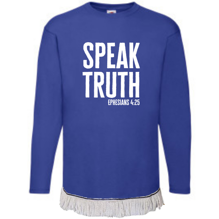 Speak Truth Long Sleeve Fringed T-Shirt