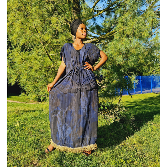 Camo Snake Print Maxi Dress with Pockets