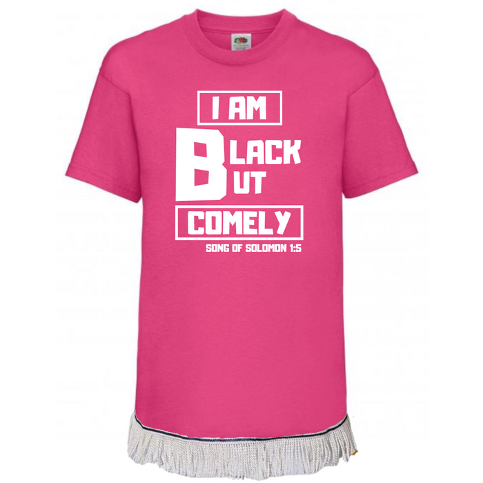 Black But Comely Children's T-Shirt with Fringes (Unisex)