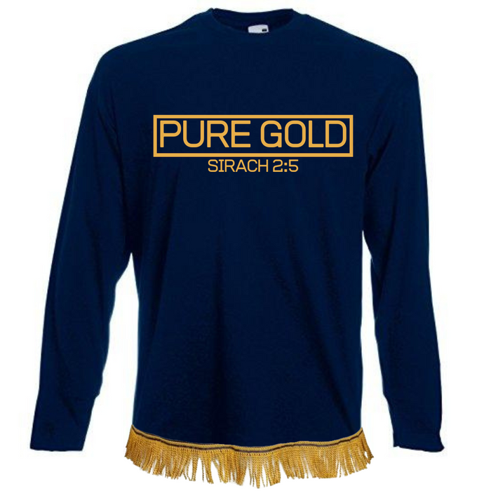 PURE GOLD Long Sleeve Fringed T-Shirt