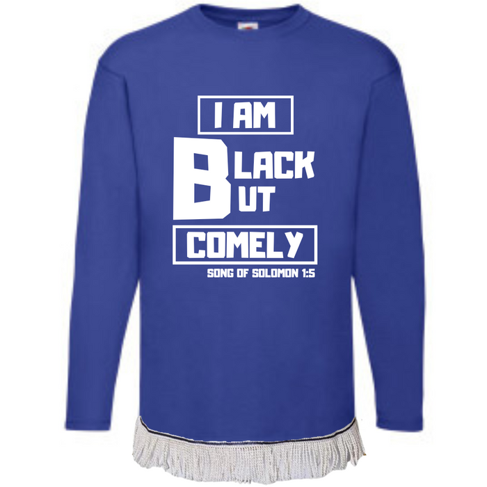 Black But Comely Long Sleeve Fringed T-Shirt