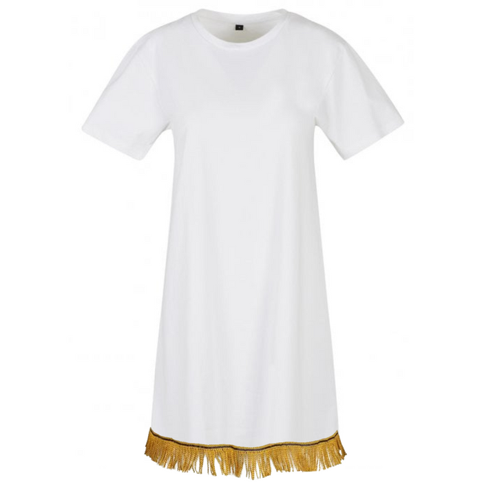 Women's Tunic Tee Dress with Fringes