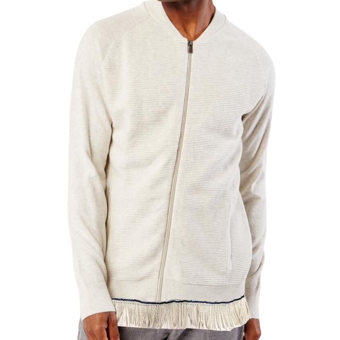 Men's Cotton Knit Cardigan with Fringes