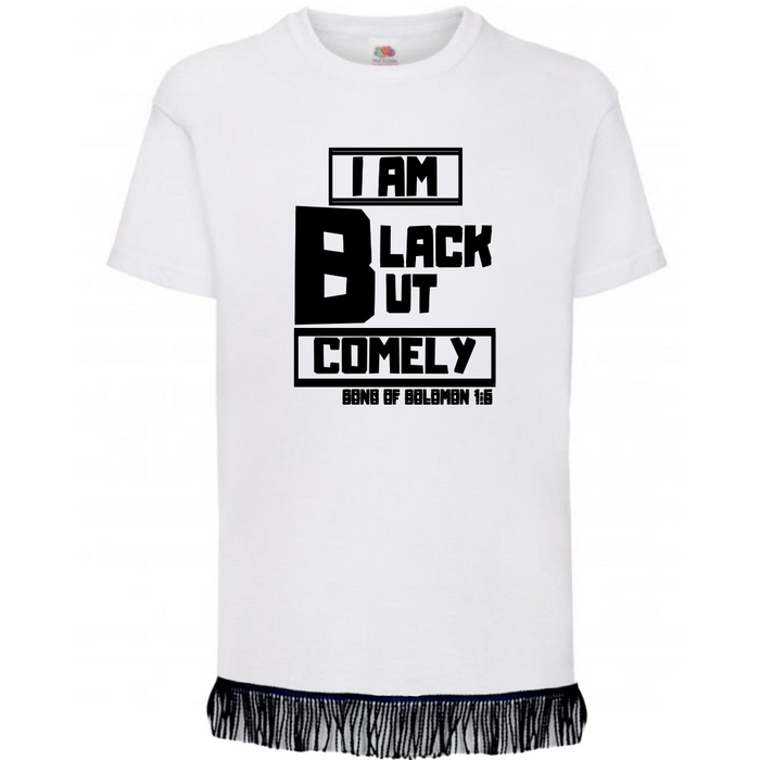 Black But Comely Children's T-Shirt with Fringes (Unisex)