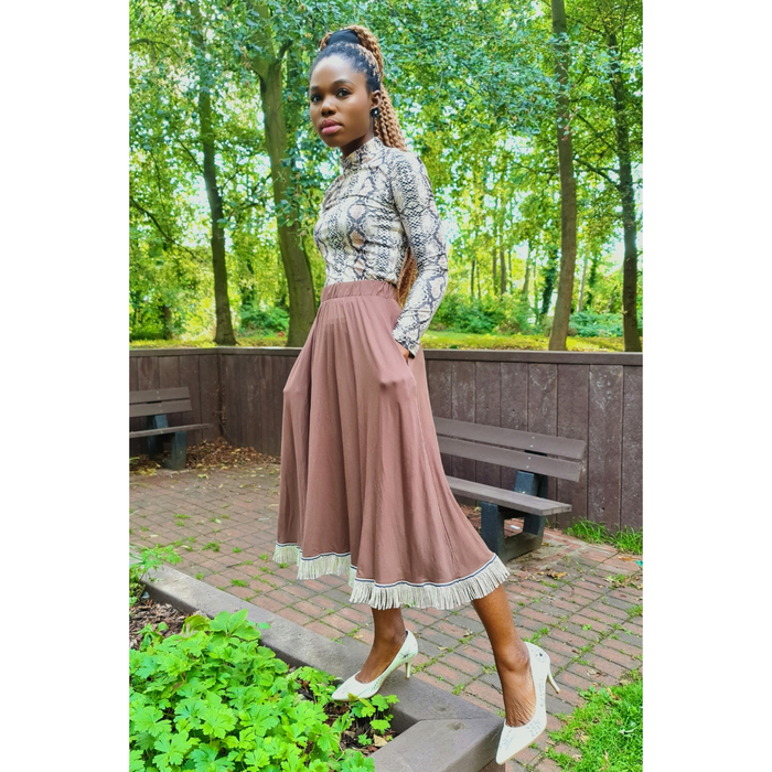 Plain Circle Midi Skirt with Pockets (4 Colors)