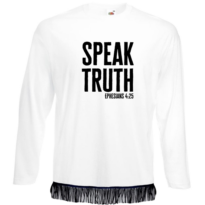 Speak Truth Long Sleeve Fringed T-Shirt