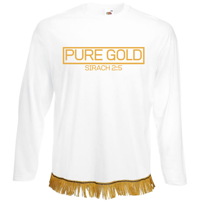 PURE GOLD Long Sleeve Fringed T-Shirt