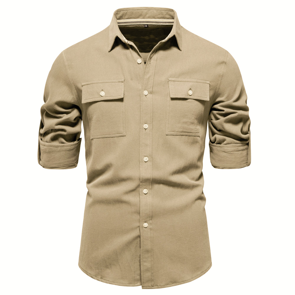 Roll-Up Sleeve Cargo Shirt with Fringes - Free Worldwide Shipping- Sew Royal US