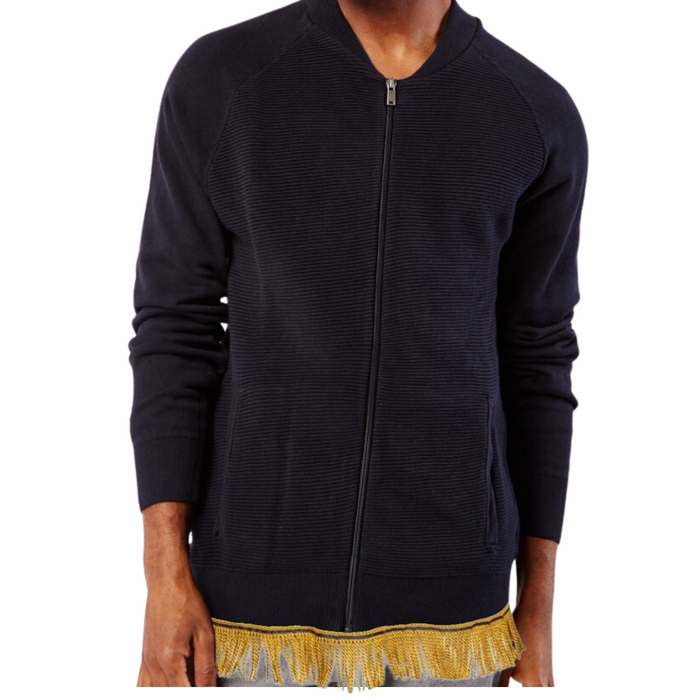 Men's Cotton Knit Cardigan with Fringes