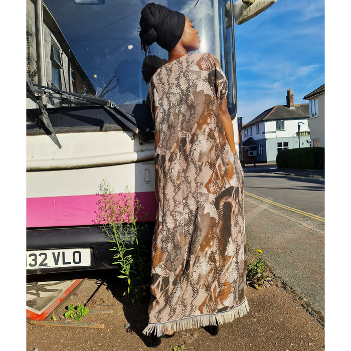 Camo Snake Print Maxi Dress with Pockets