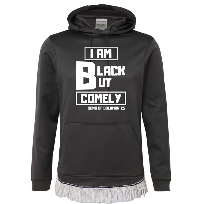 Black But Comely Hoodie with Fringes