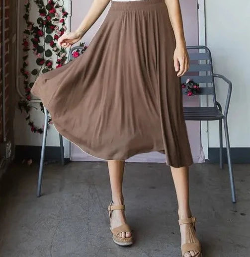 Plain Circle Midi Skirt with Pockets (4 Colors)