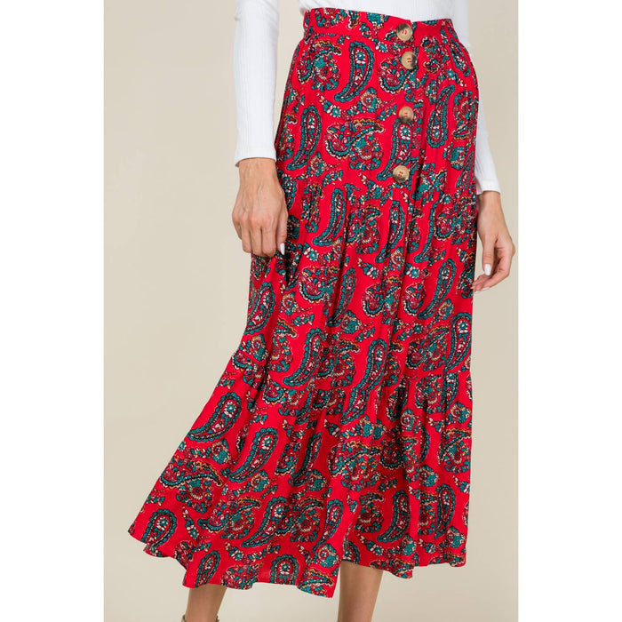 Paisley Printed Midi Skirt - Free Worldwide Shipping- Sew Royal US
