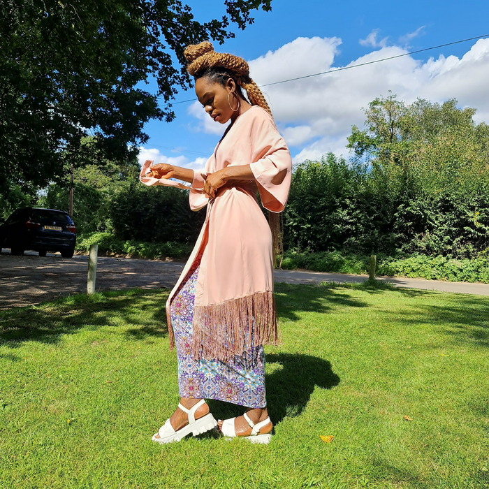 Open Front Fringed Kimono