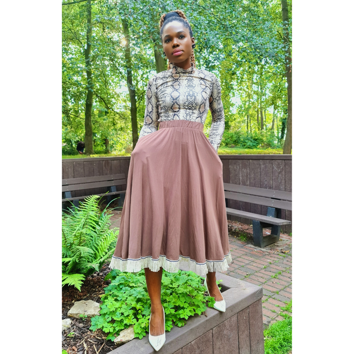 Plain Circle Midi Skirt with Pockets (4 Colors)