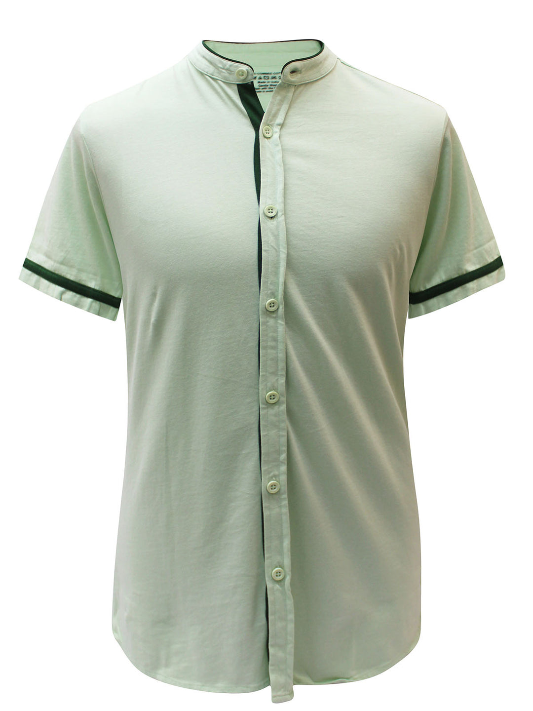 Men's Mandarin Collar Button Down Shirt with Fringes