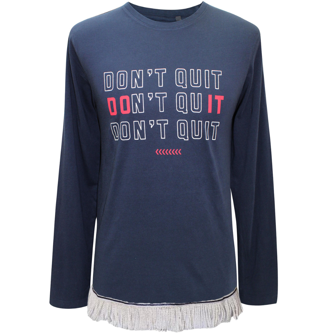 Men's Don't Quit Long Sleeve T-Shirt with Fringes