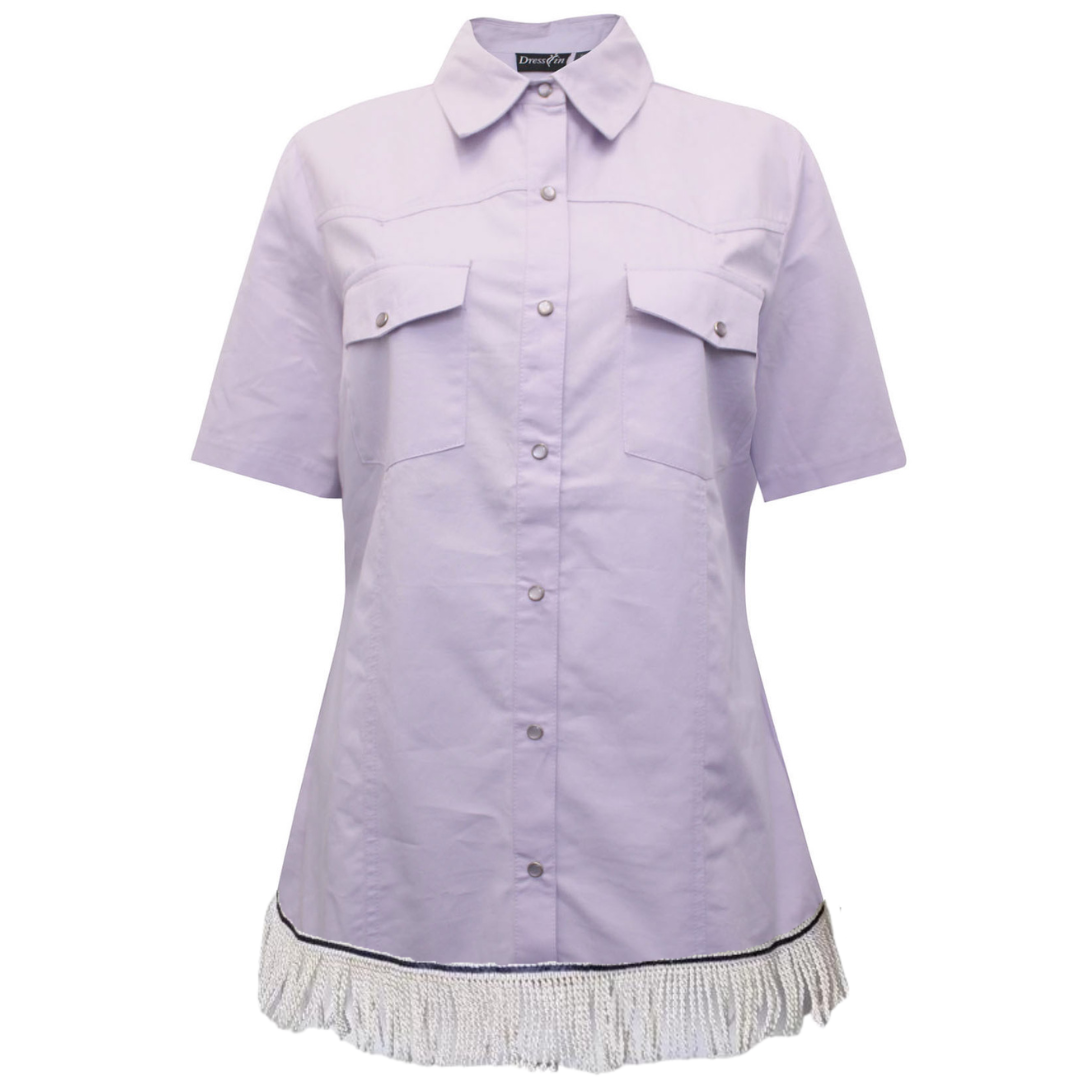 Lilac Pure Cotton Utility Short Sleeve Shirt