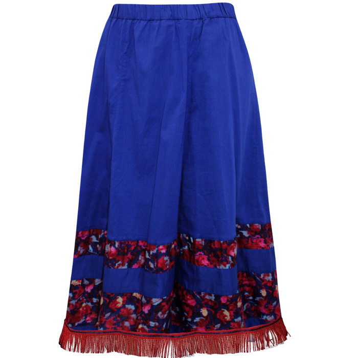 Blue Florette Cotton Midi Skirt