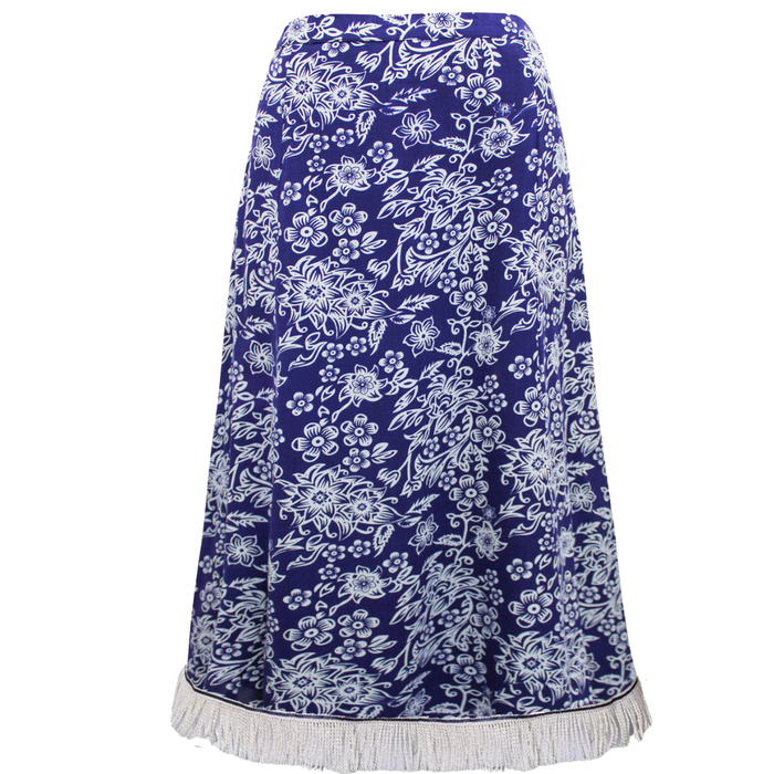 Floral Blue & White Midi Skirt