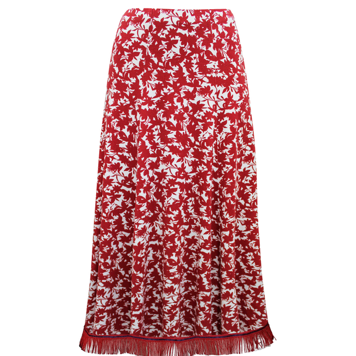 Red Clifton Pull-On Midi Skirt