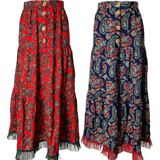 Paisley Printed Midi Skirt - Free Worldwide Shipping- Sew Royal US