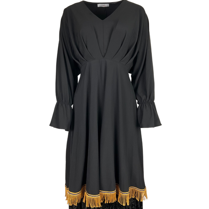 100% Polyester Black Midi Dress
