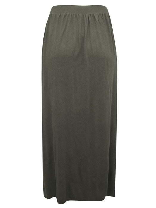 Khaki Classic Jersey Maxi Skirt