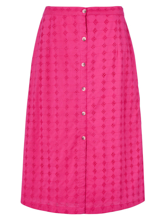 Hot Pink 100% Cotton A-Line Midi Skirt