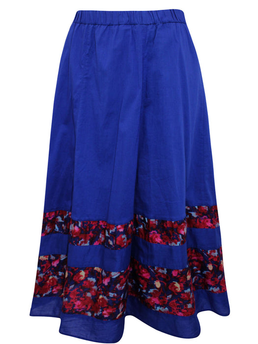 Blue Florette Cotton Midi Skirt