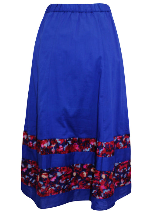 Blue Florette Cotton Midi Skirt