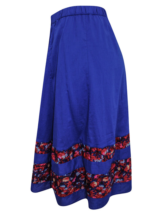 Blue Florette Cotton Midi Skirt