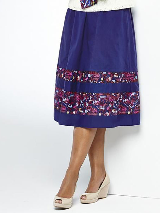 Blue Florette Cotton Midi Skirt