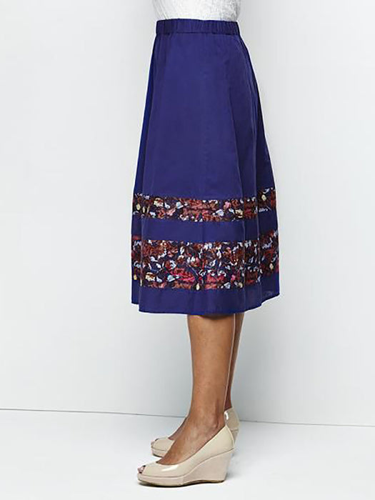 Blue Florette Cotton Midi Skirt