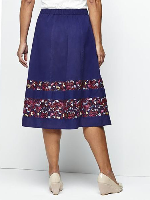 Blue Florette Cotton Midi Skirt
