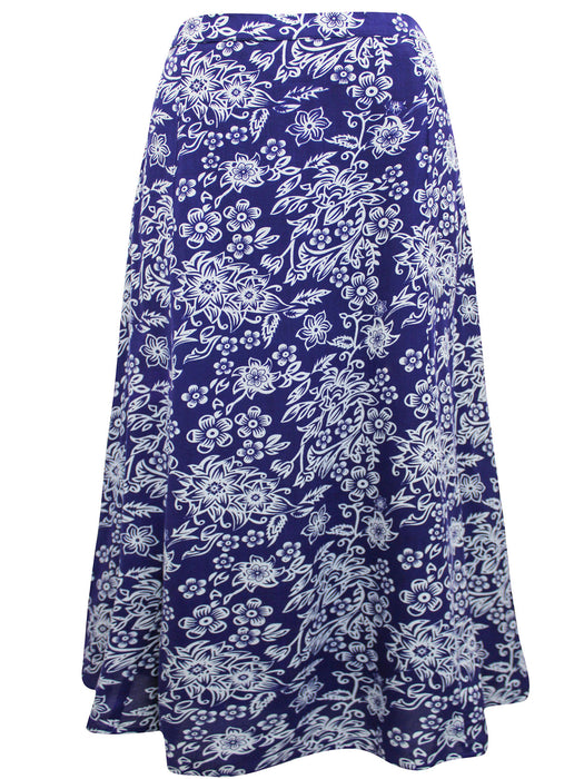 Floral Blue & White Midi Skirt