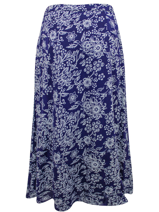 Floral Blue & White Midi Skirt