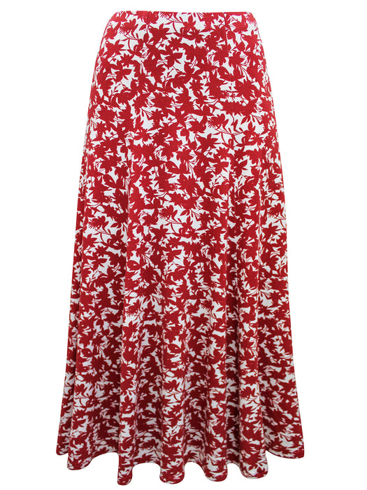 Red Clifton Pull-On Midi Skirt