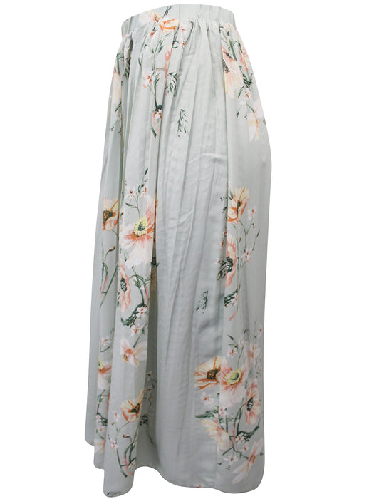 Mint Pull-On Floral Print Maxi Skirt