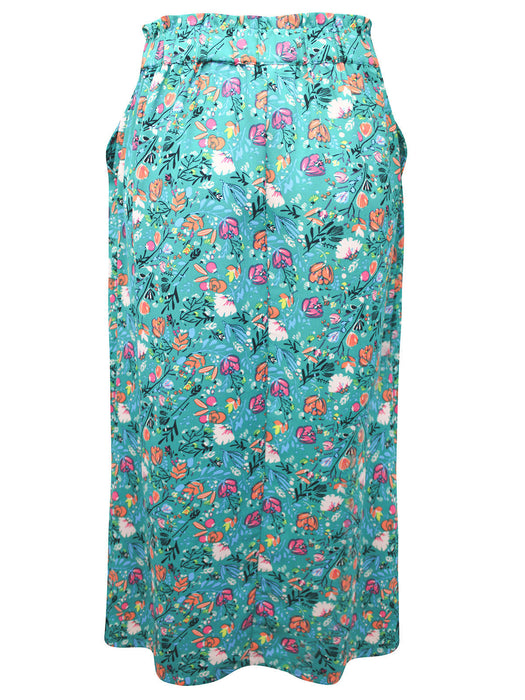 Button-Front Floral Maxi Skirt with Pockets