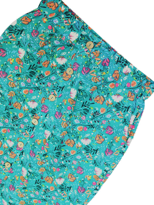 Button-Front Floral Maxi Skirt with Pockets