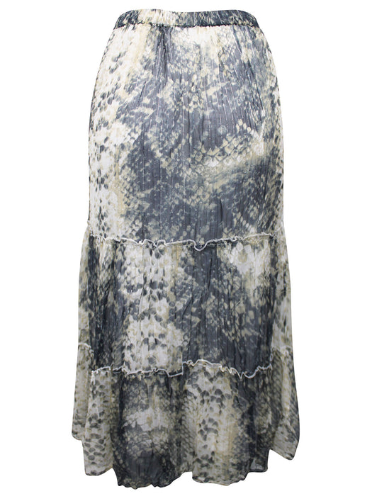 Grey Pull-On Tiered Midi Skirt