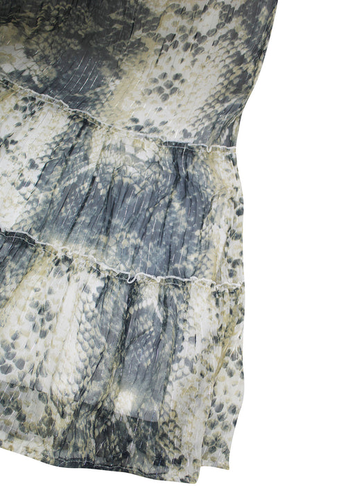 Grey Pull-On Tiered Midi Skirt