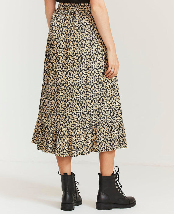 Printed Midi Skirt with Side Pockets