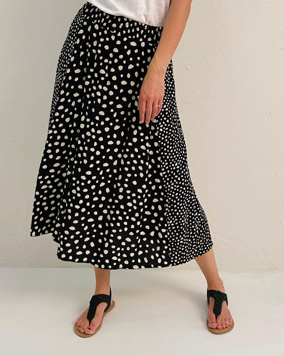 Black & White Double Spot Midi Skirt