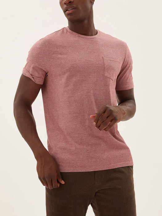 Men's Damask Front Pocket T-Shirt with Fringes