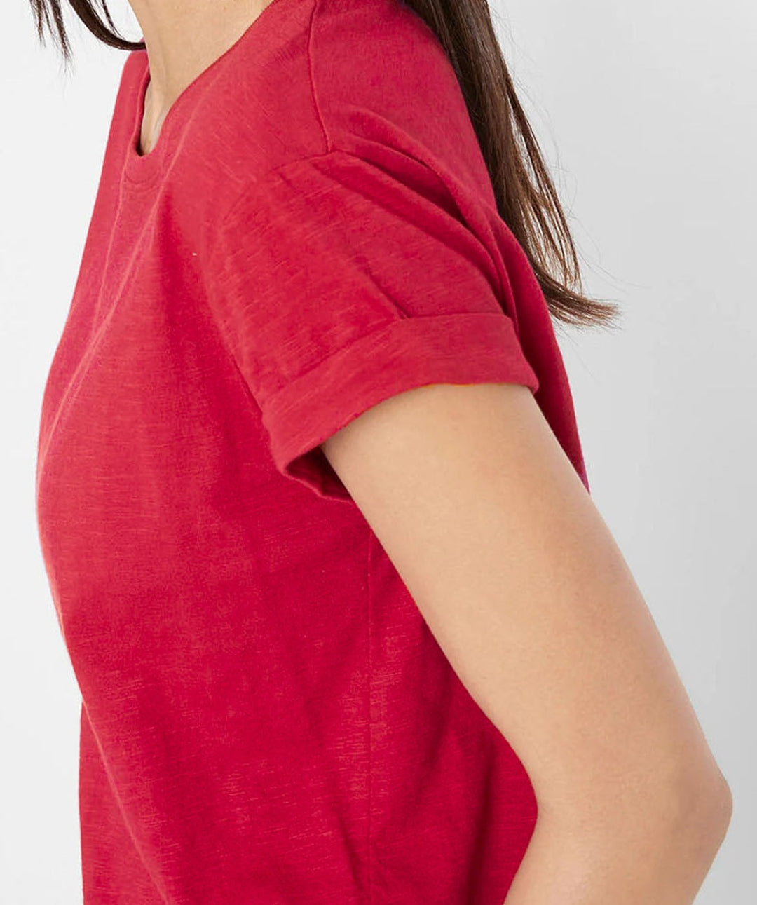 Women's Pure Cotton Turn Up Short Sleeve T-Shirt